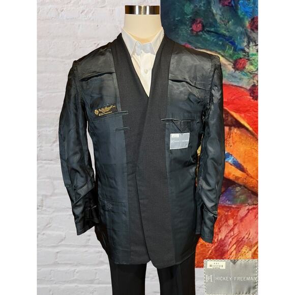 Hickey Freeman 43L Loro Piana Charcoal Dark Gray Blazer Suit Coat Jacket - Picture 7 of 14